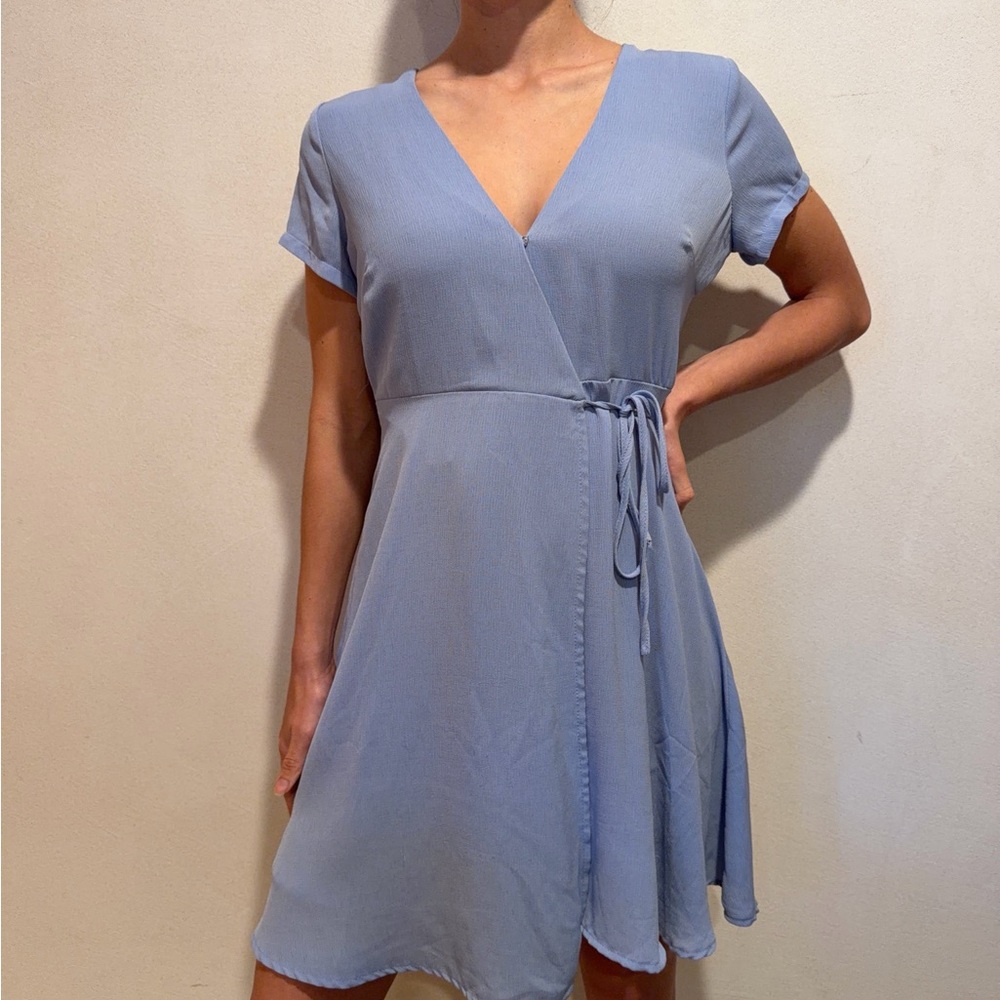 Lush Light Blue Wrap Dress